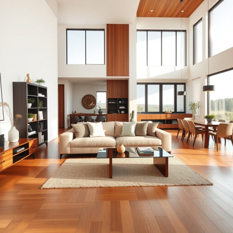 Sala de estar moderna com decoração aconchegante.