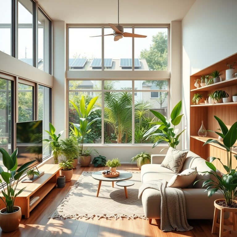 Sala moderna com plantas e luz natural